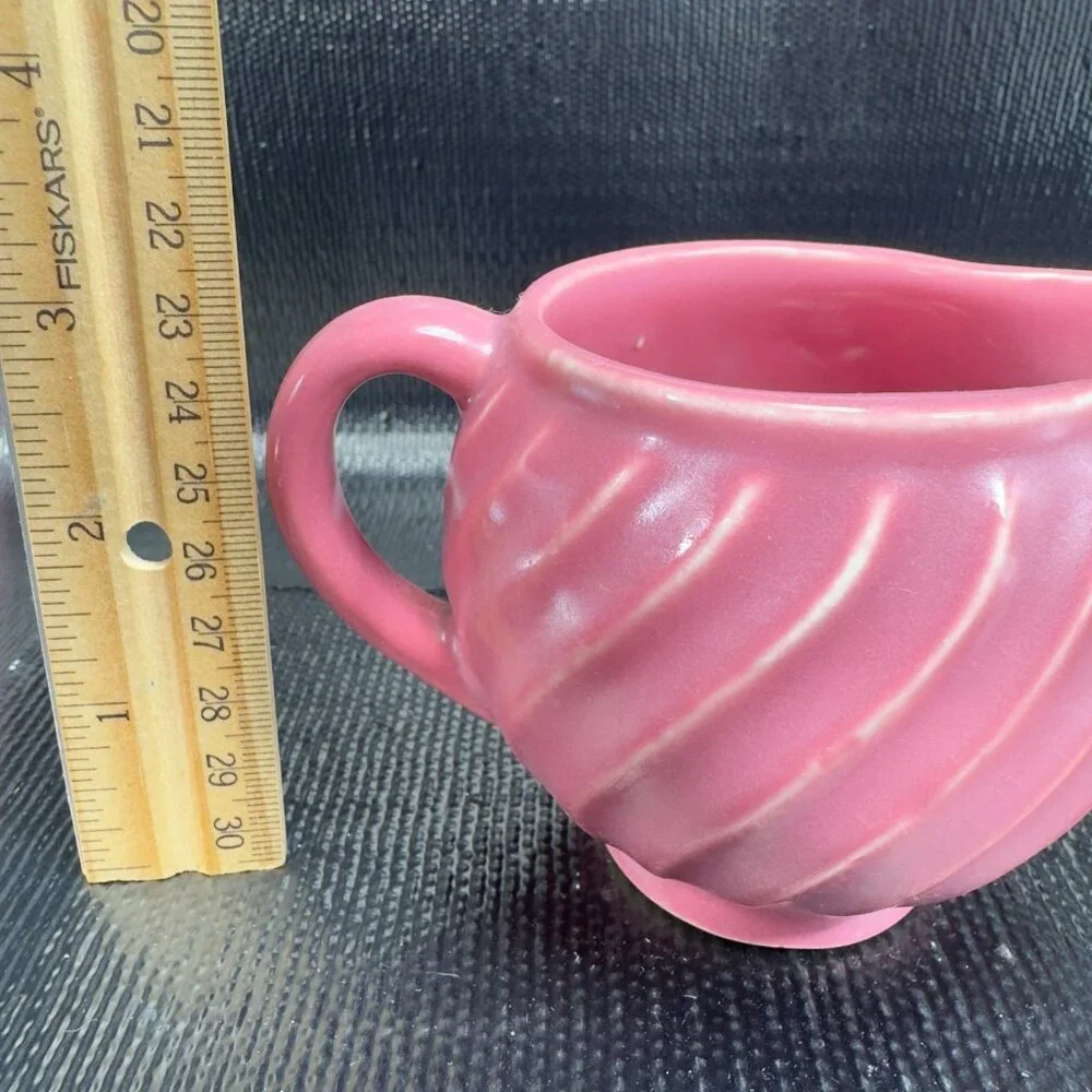 Antique American Pottery USA‎ Mauve Swirl Pattern Small Pitcher Creamer Vintage